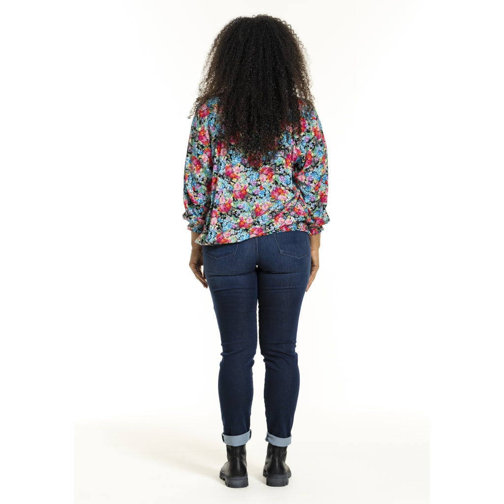 Studio SAugusta Blouse Blouse Black with pink blue flowers