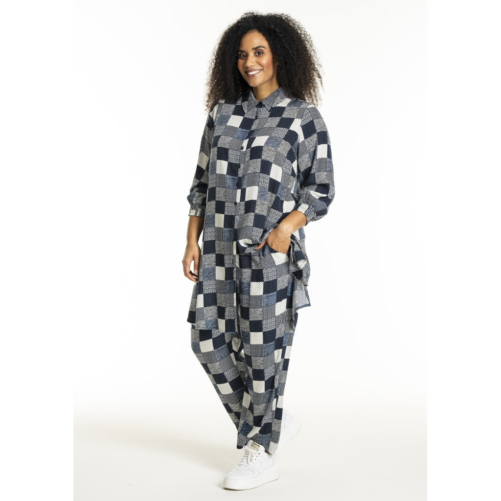 Studio SEmilie Shirt Shirt Navy-white checks with print