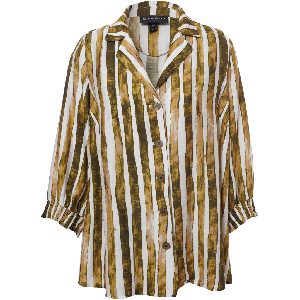 Studio SGrit Shirt Shirt White/green stripes
