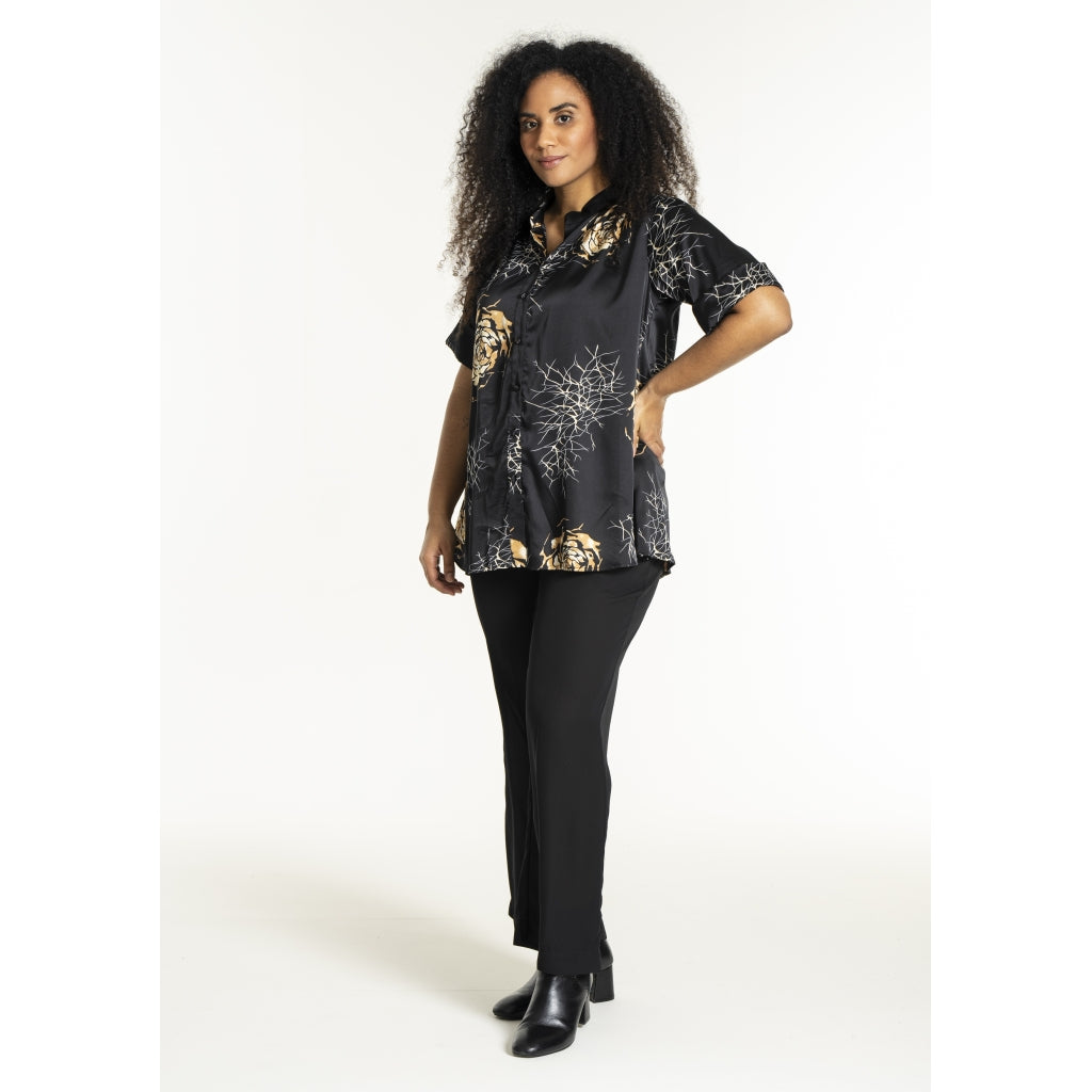 Studio SJorun Blouse Blouse Black with camel rose