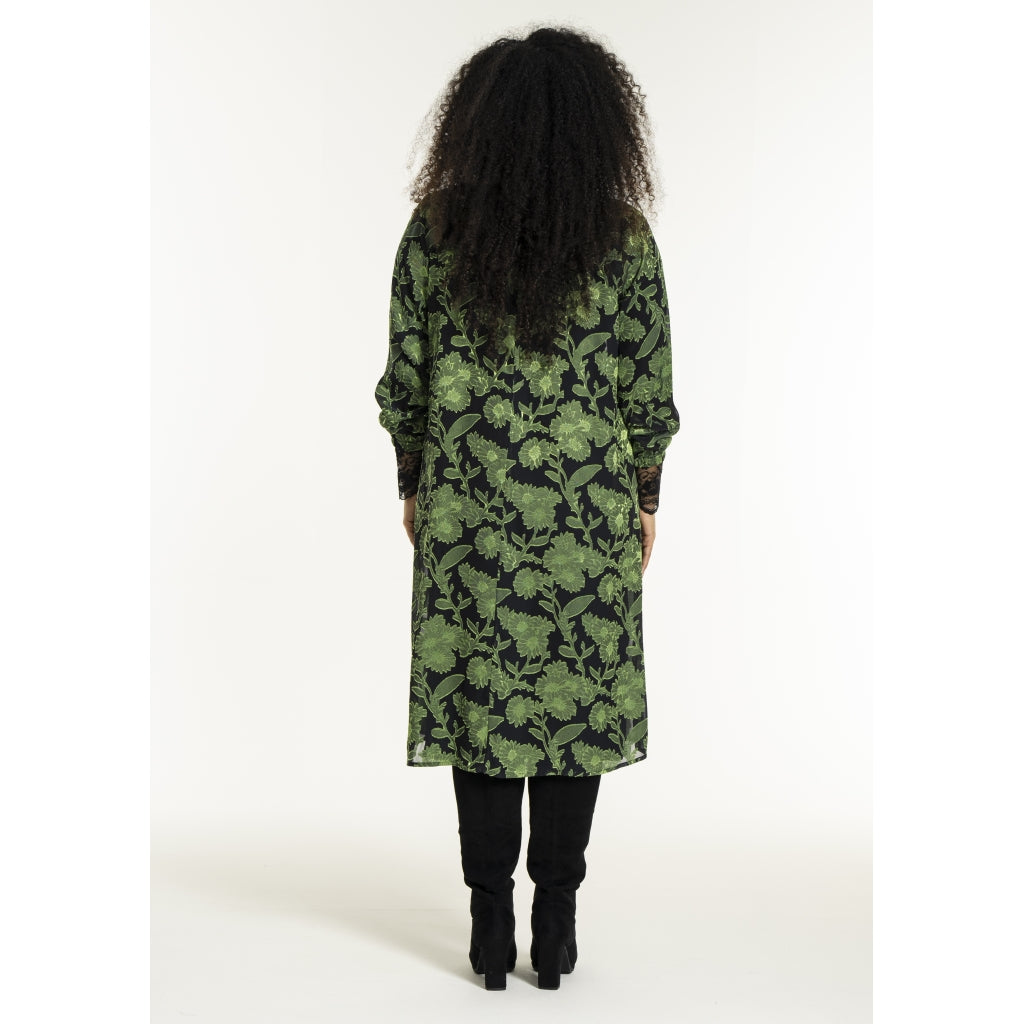 Studio SJuni Chiffon Shirt Shirt Black with bright green flowers