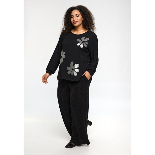 Studio SKirsten Blouse Blouse Black with silver flowers