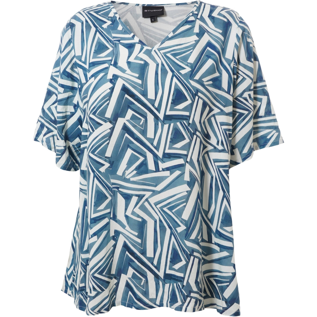 Studio SLone Blouse Blouse Blue offwhite print