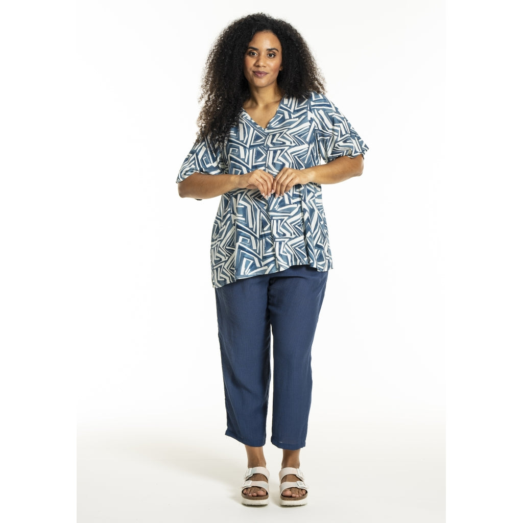 Studio SLone Blouse Blouse Blue offwhite print