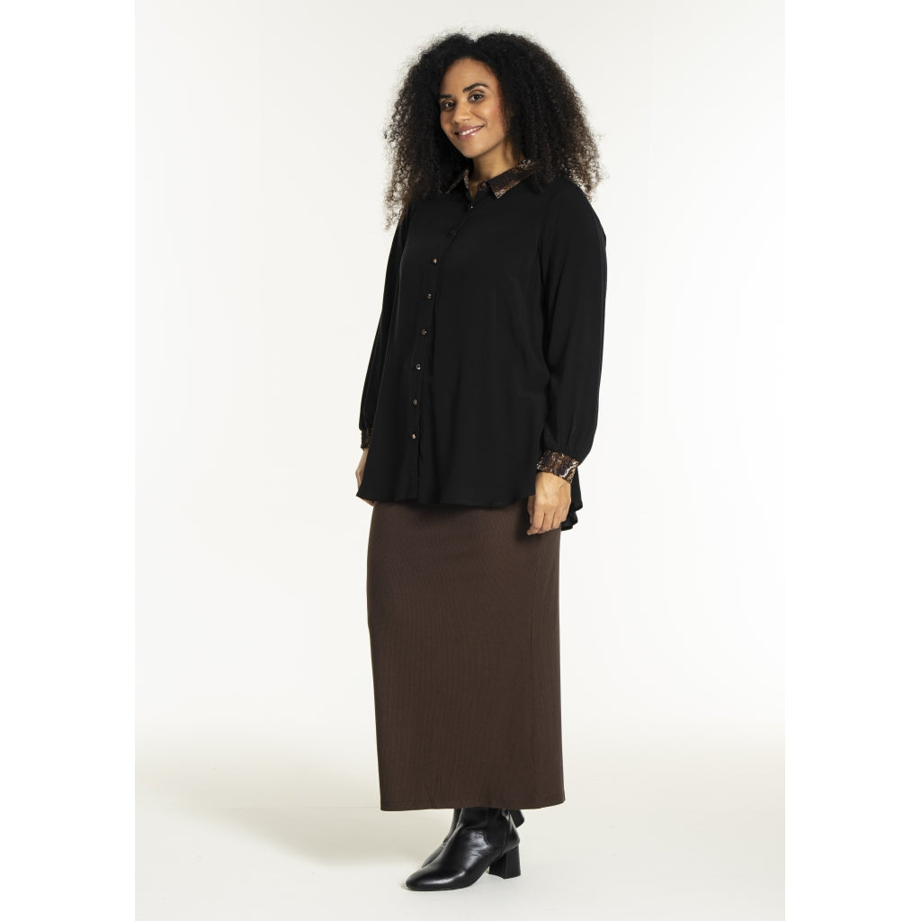 Studio SNicolette Shirt Shirt Black with brown animal print