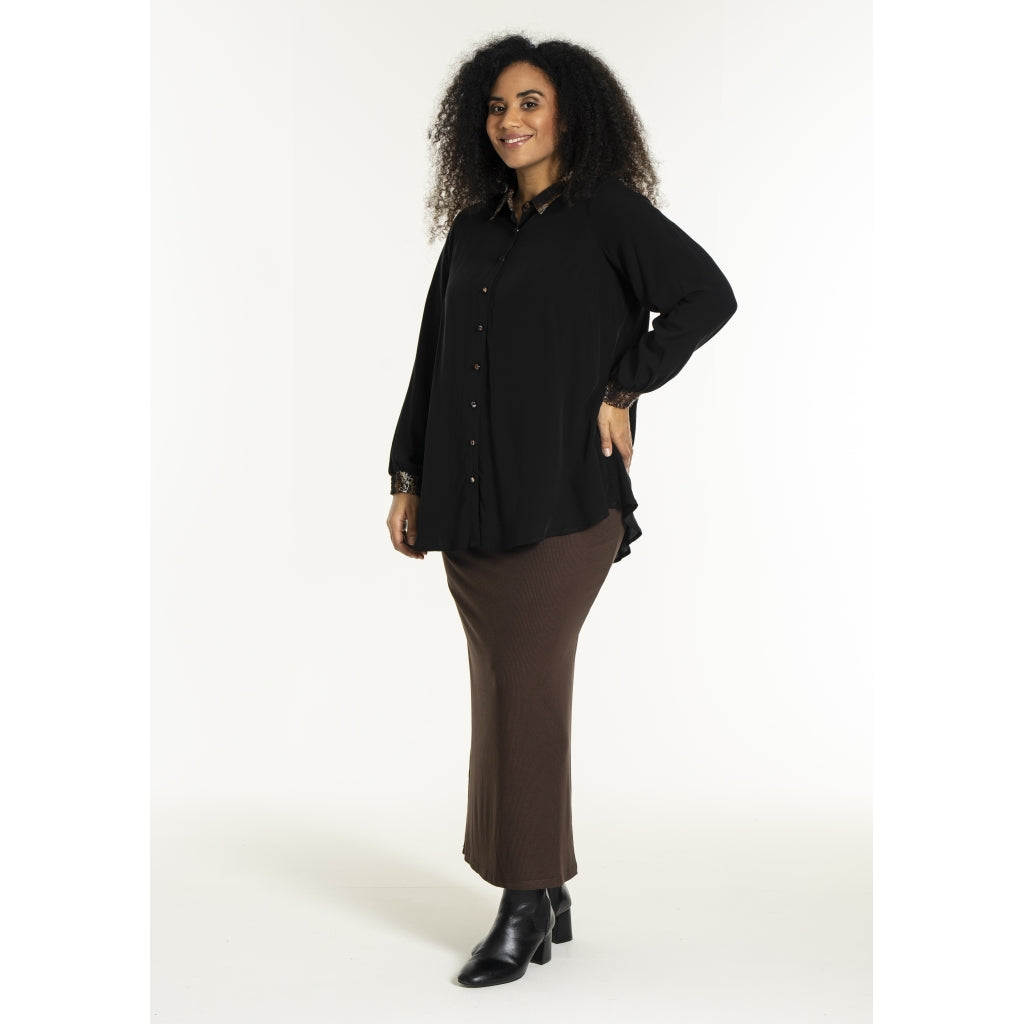 Studio SNicolette Shirt Shirt Black with brown animal print
