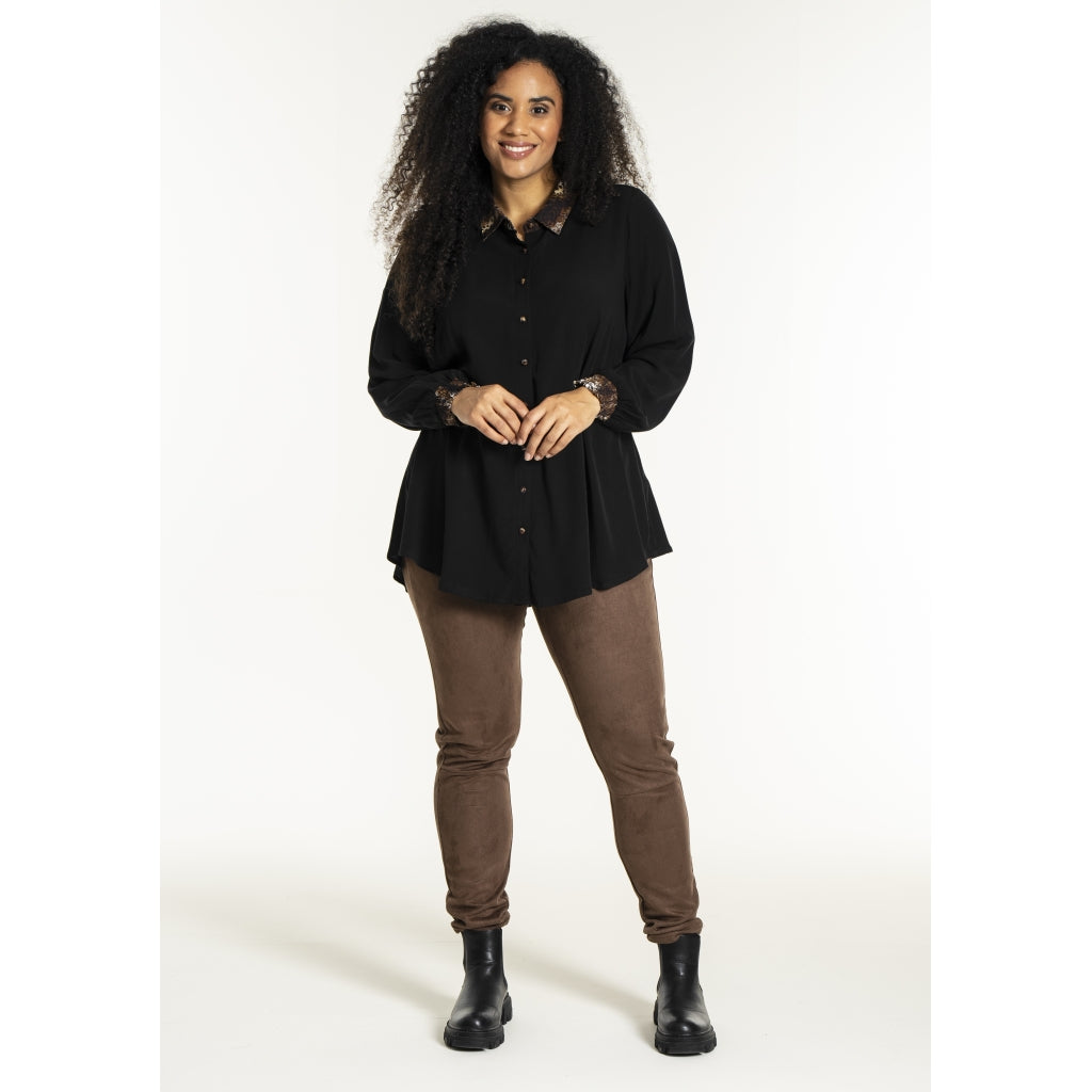 Studio SNicolette Shirt Shirt Black with brown animal print
