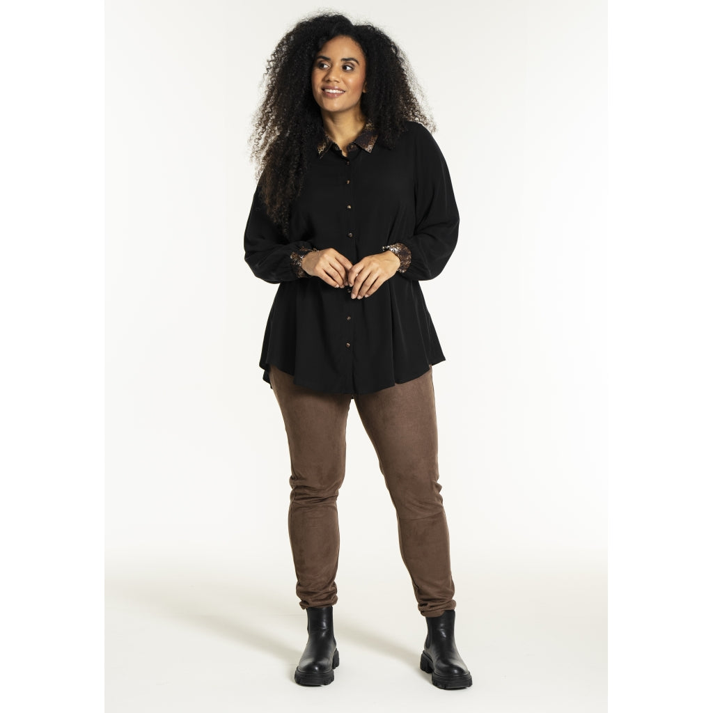 Studio SNicolette Shirt Shirt Black with brown animal print