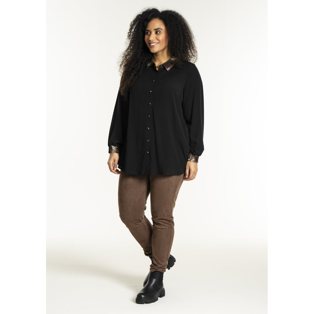 Studio SNicolette Shirt Shirt Black with brown animal print