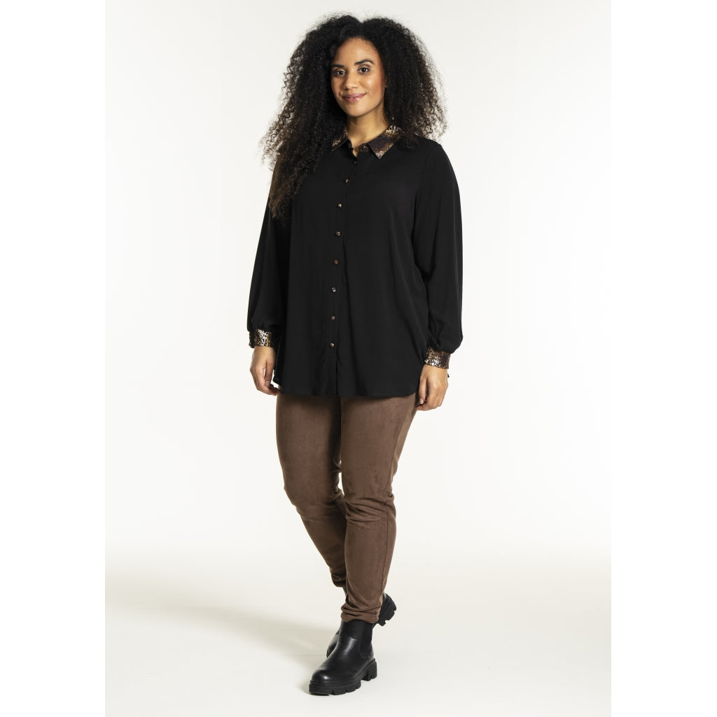 Studio SNicolette Shirt Shirt Black with brown animal print