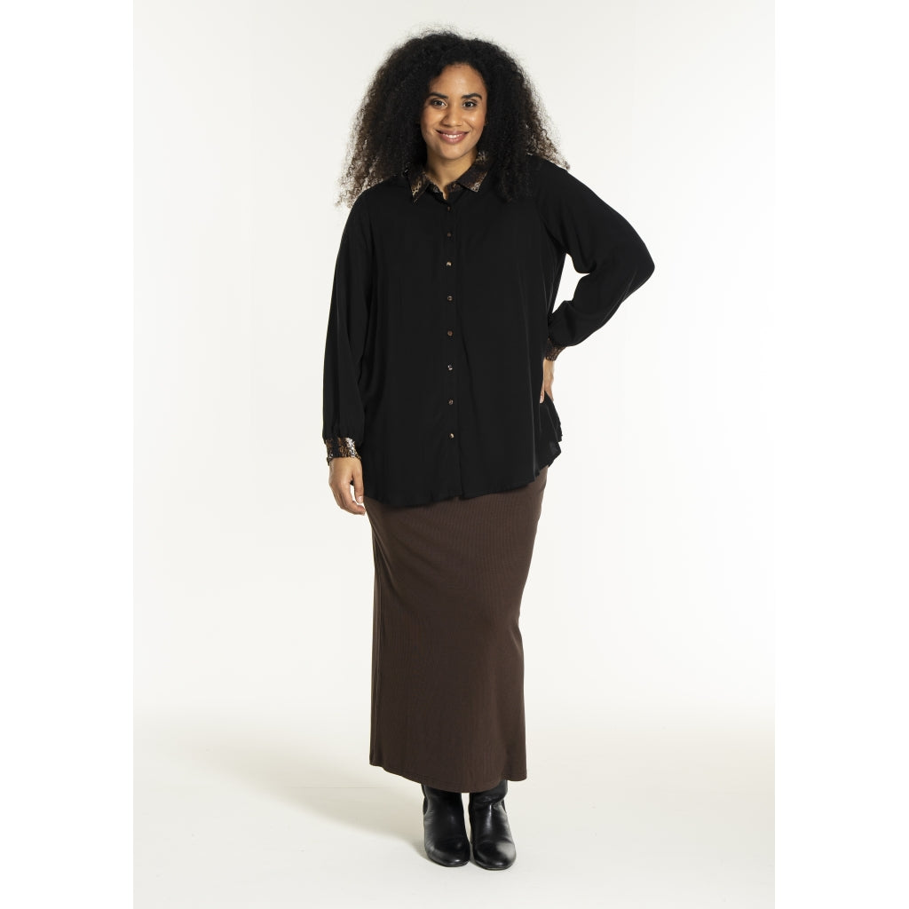Studio SNicolette Shirt Shirt Black with brown animal print
