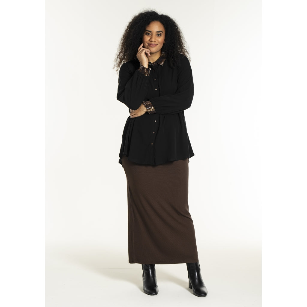 Studio SNicolette Shirt Shirt Black with brown animal print