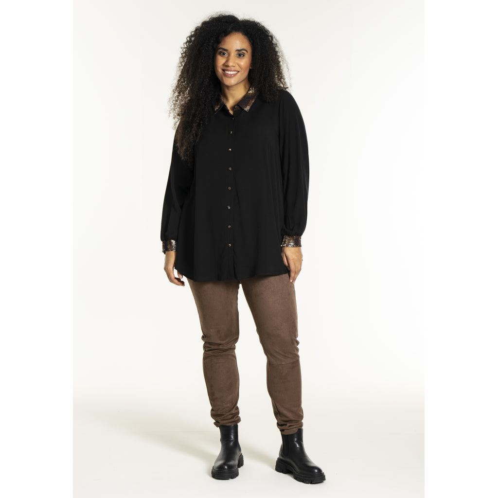 Studio SNicolette Shirt Shirt Black with brown animal print