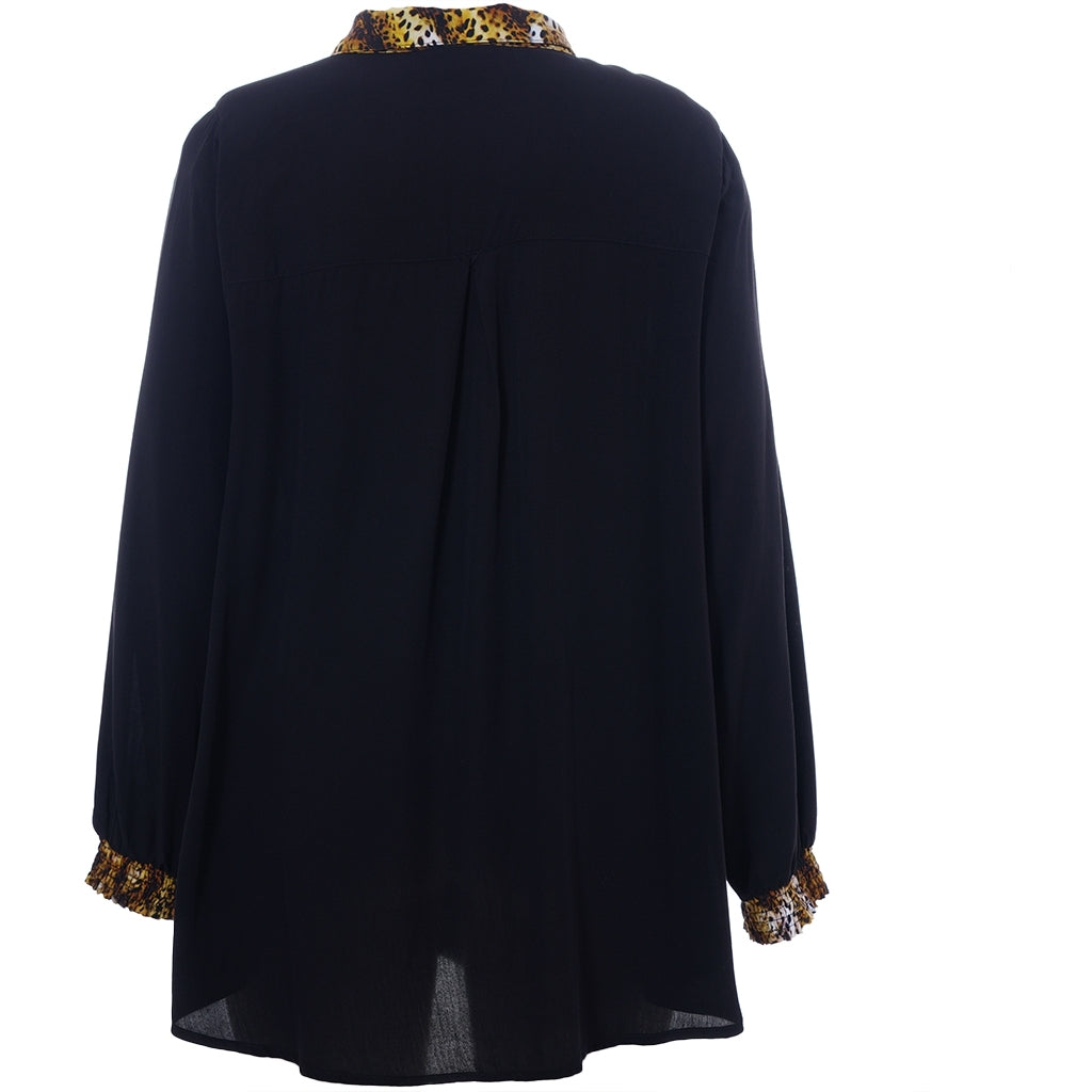 Studio SNicolette Shirt Shirt Black with yellow animal print