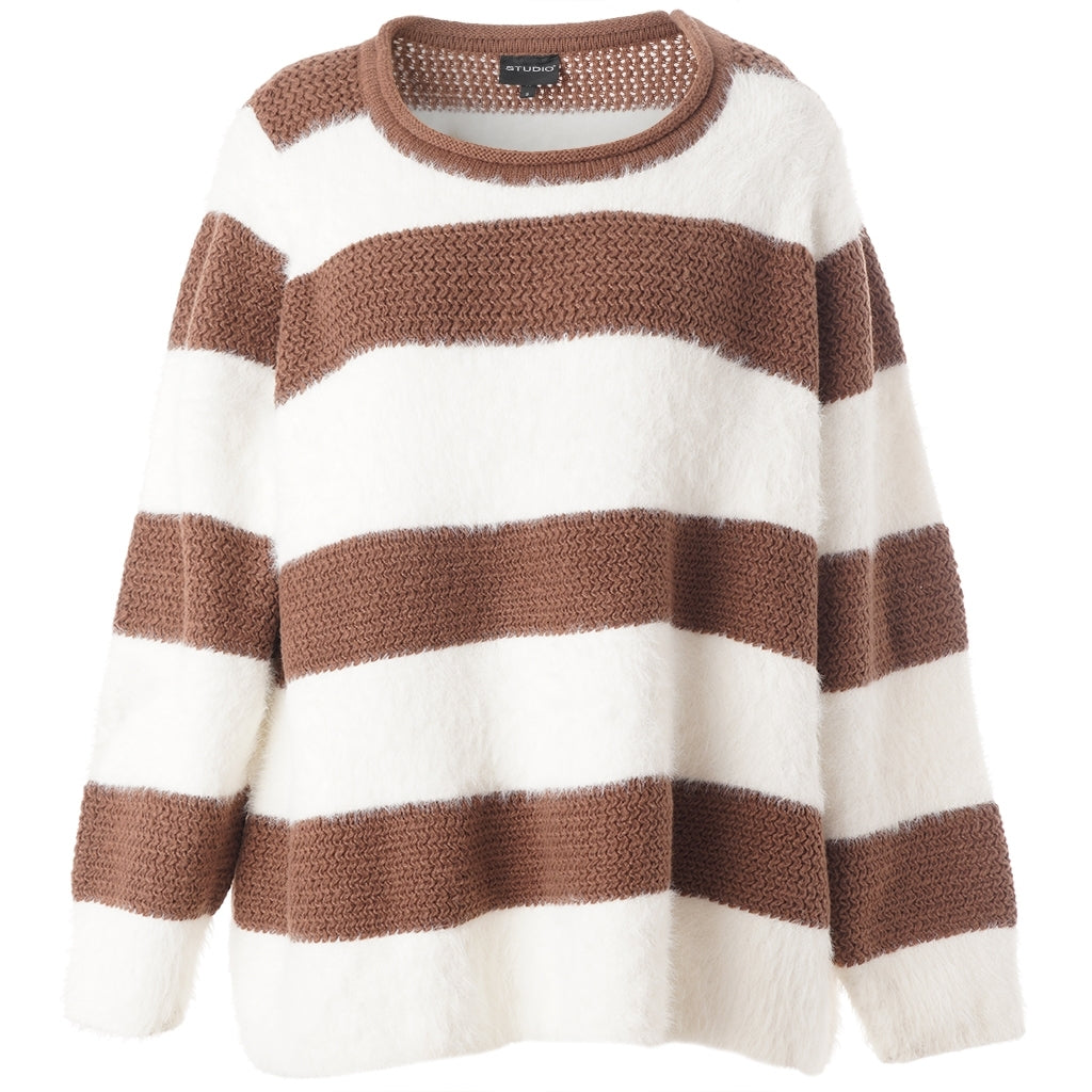Studio SNoralise Sweater with stripes Sweater Brown/White stripe