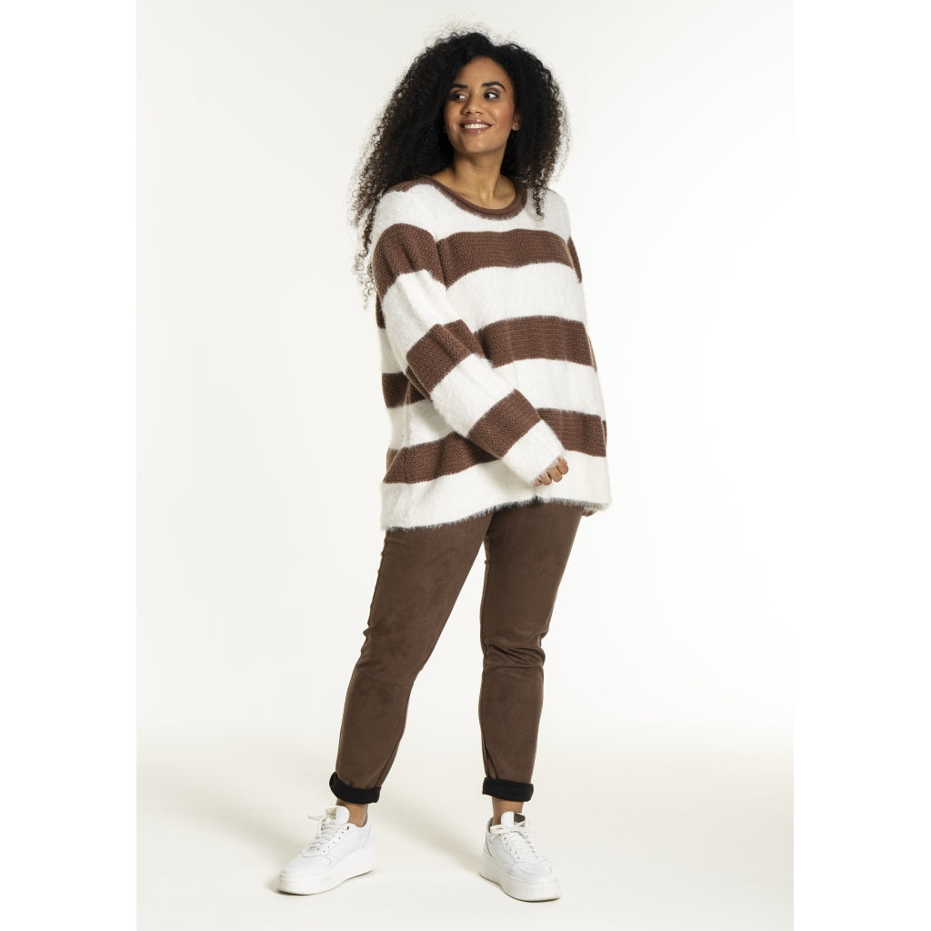 Studio SNoralise Sweater with stripes Sweater Brown/White stripe