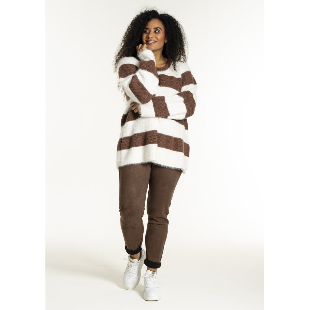 Studio SNoralise Sweater with stripes Sweater Brown/White stripe