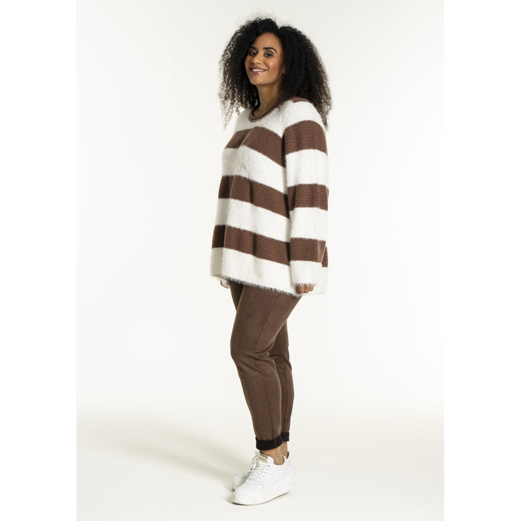 Studio SNoralise Sweater with stripes Sweater Brown/White stripe