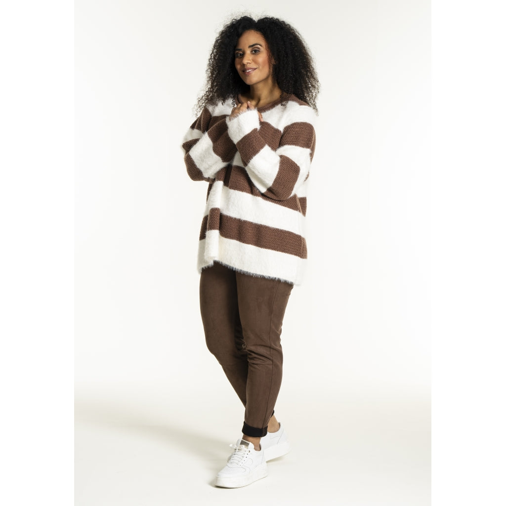 Studio SNoralise Sweater with stripes Sweater Brown/White stripe