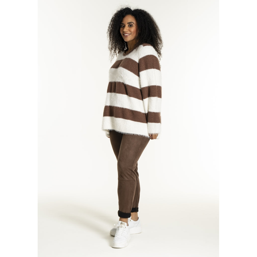 Studio SNoralise Sweater with stripes Sweater Brown/White stripe