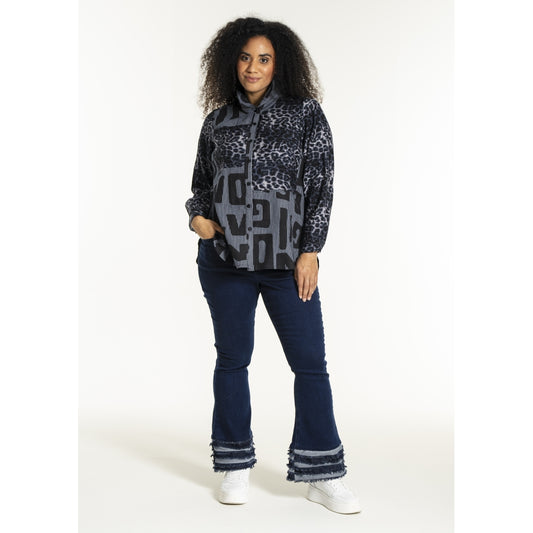 Studio SNorine mix denim shirt Shirt Blue white striped denim with print