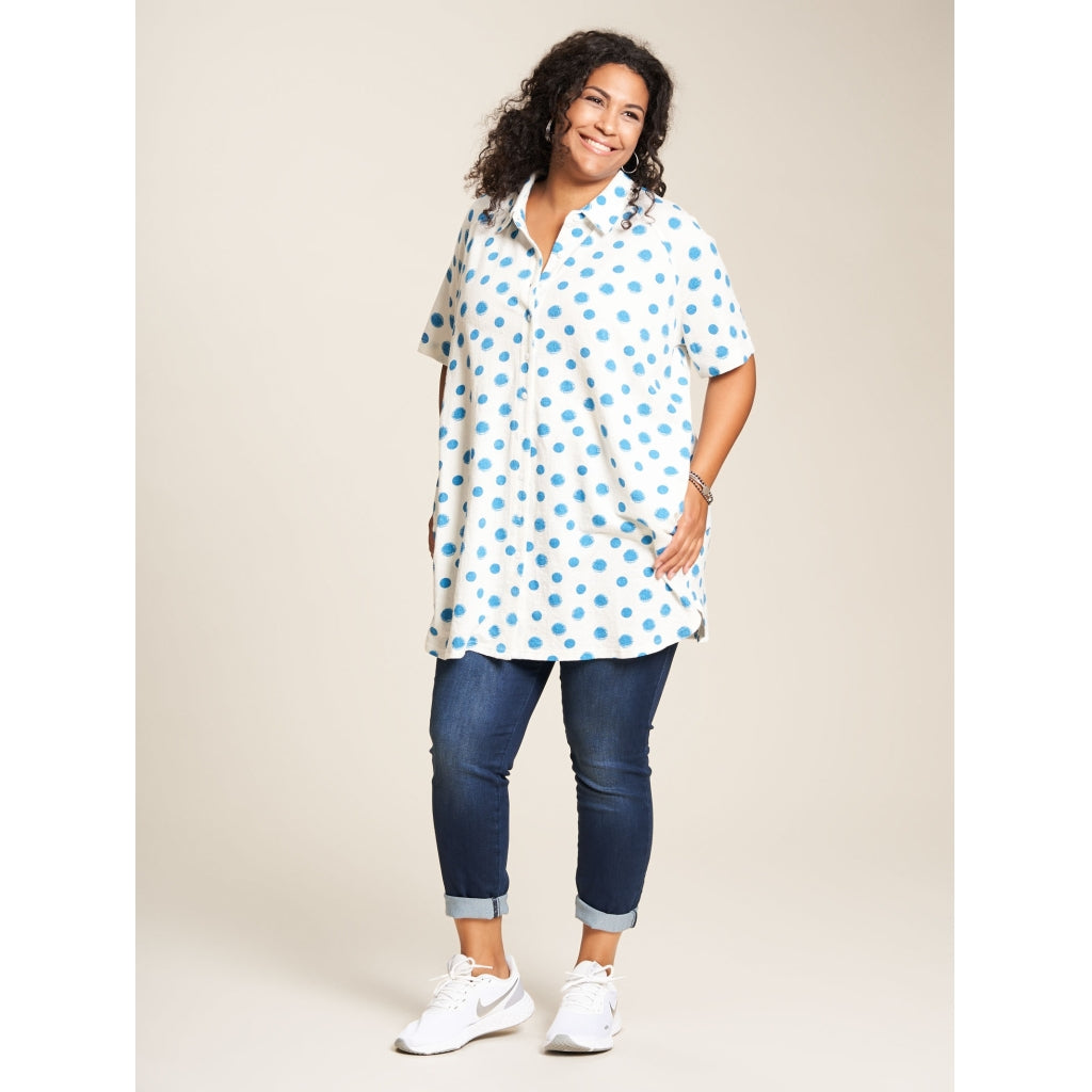 Studio Elsebet Shirt Shirt White with Turquoise Dots