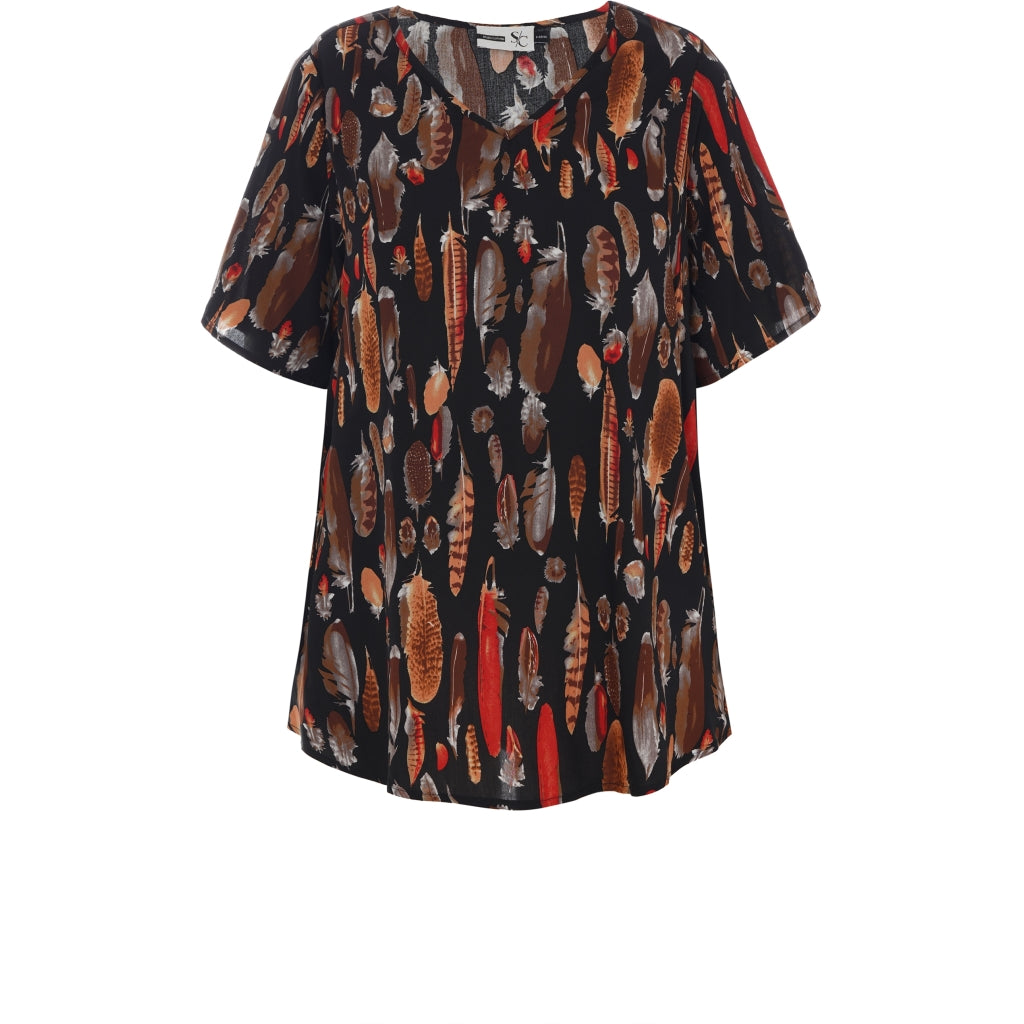 Studio Hanna Blouse Blouse Black brown feathers