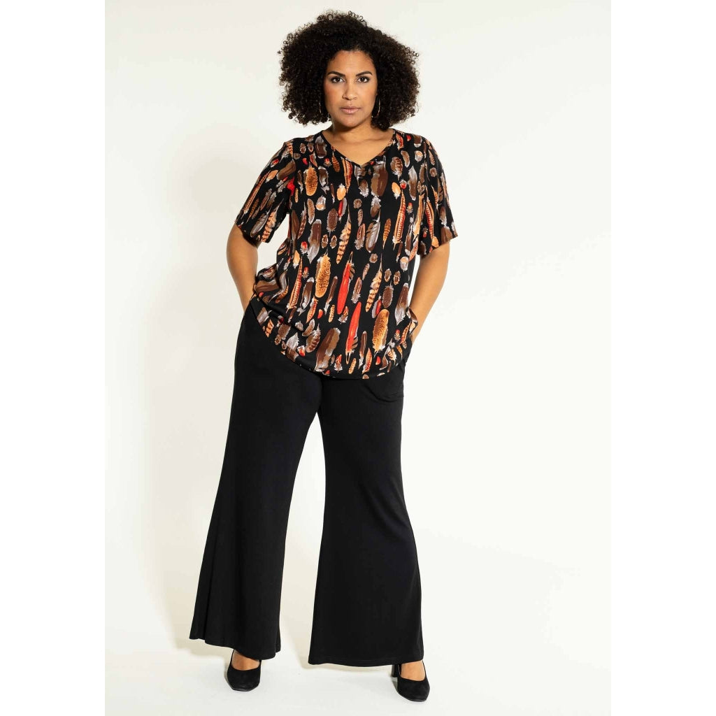 Studio Hanna Blouse Blouse Black brown feathers