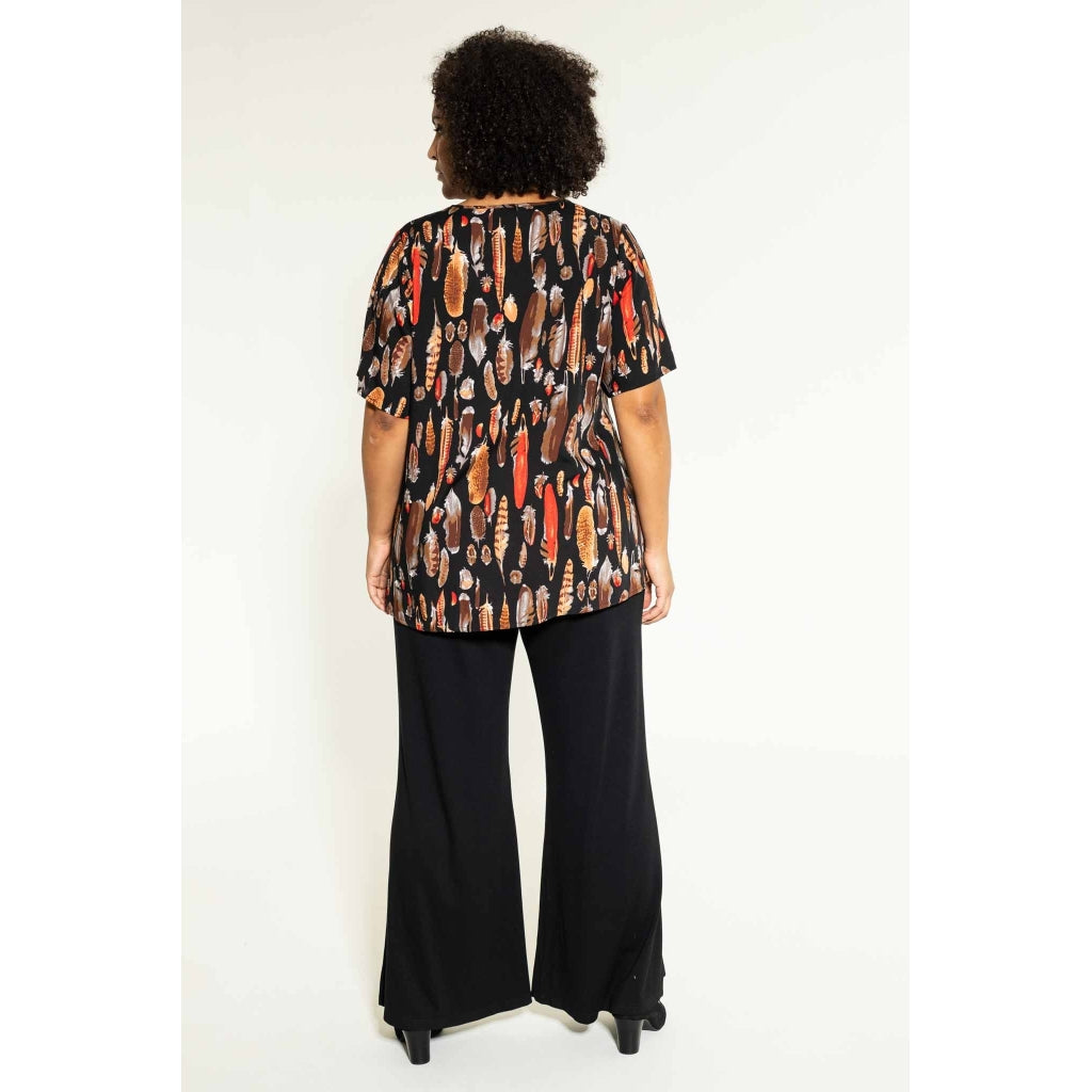 Studio Hanna Blouse Blouse Black brown feathers