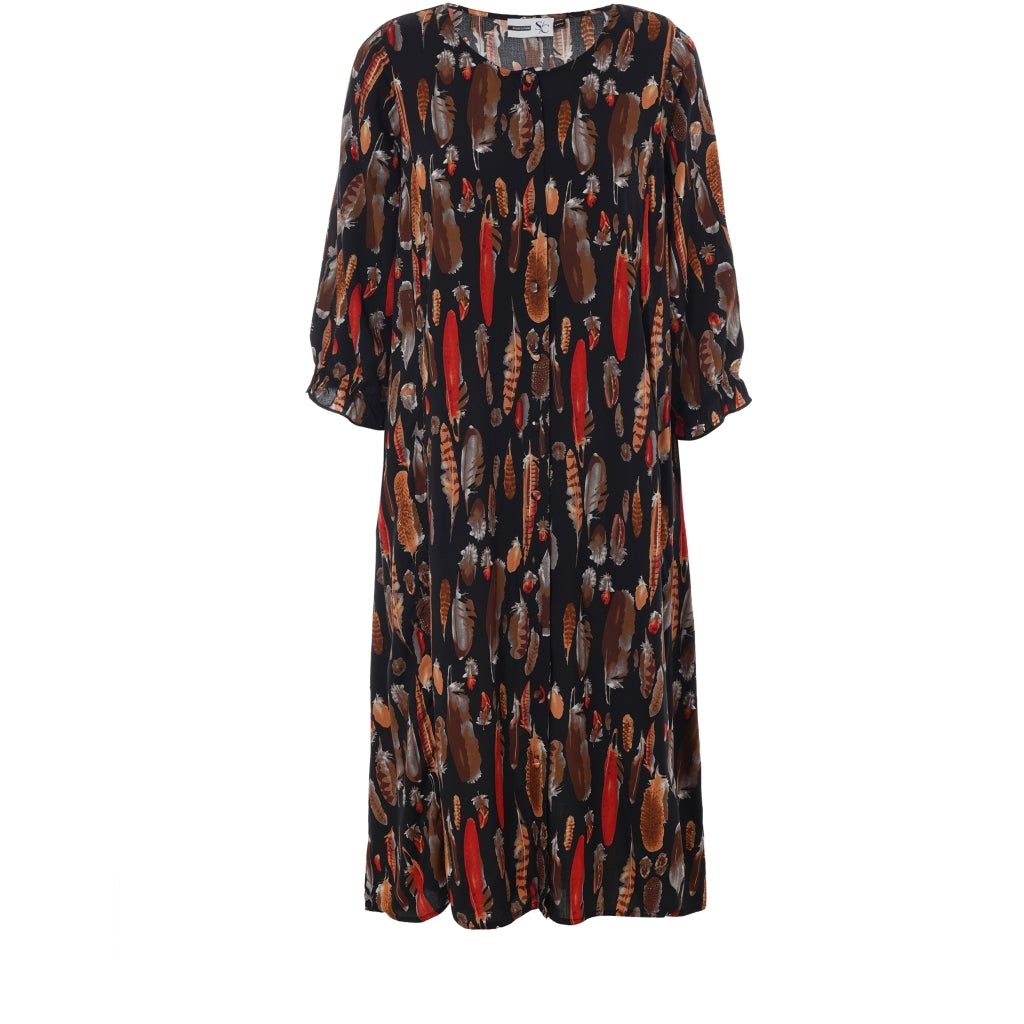 Studio Ida Dress Dress Black brown feathers