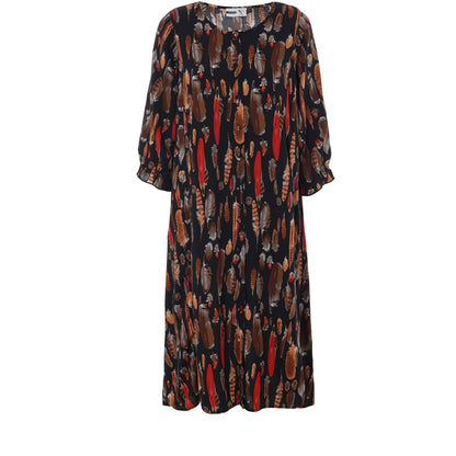 Studio Ida Dress Dress Black brown feathers