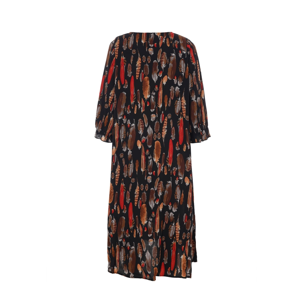 Studio Ida Dress Dress Black brown feathers