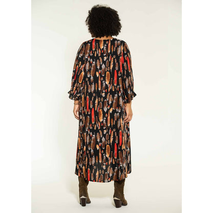 Studio Ida Dress Dress Black brown feathers