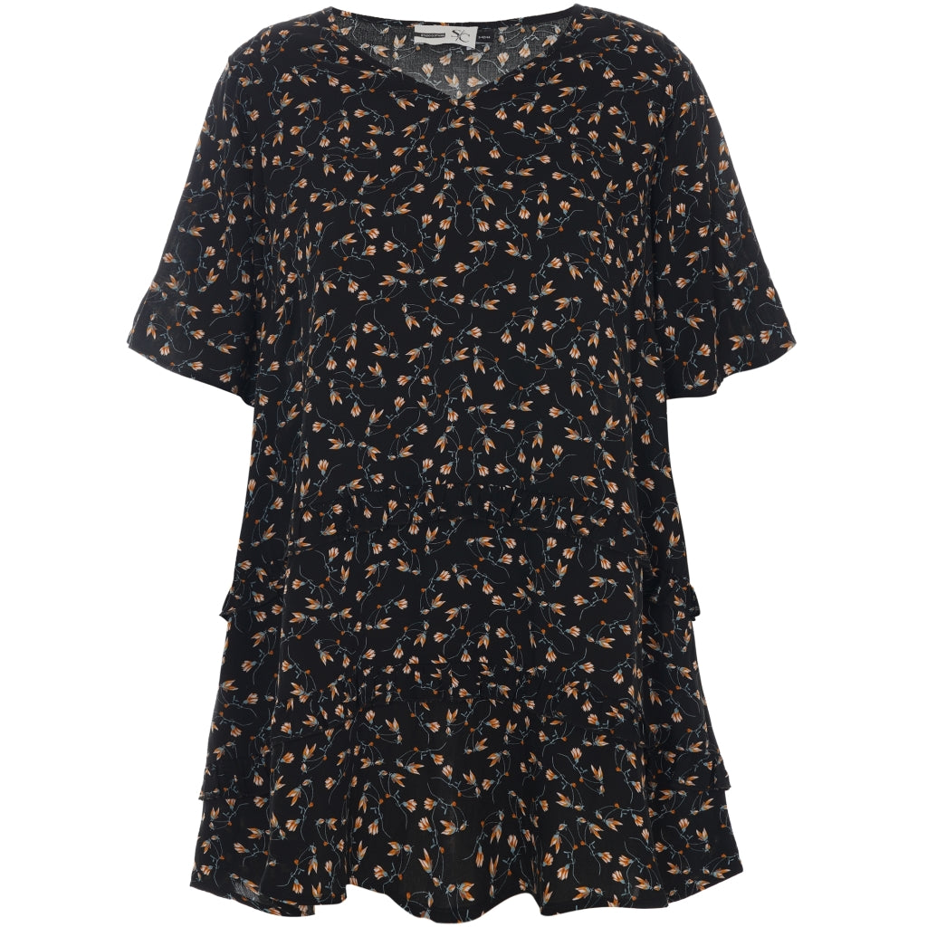 Studio Neela Tunic Tunic Black with rusty flowers