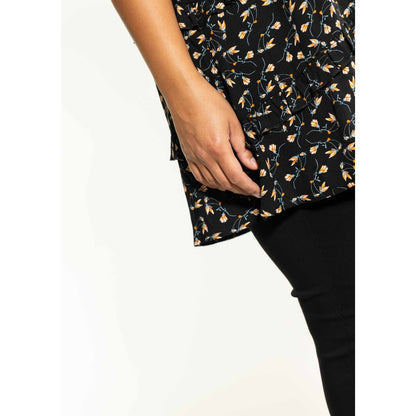 Studio Neela Tunic Tunic Black with rusty flowers