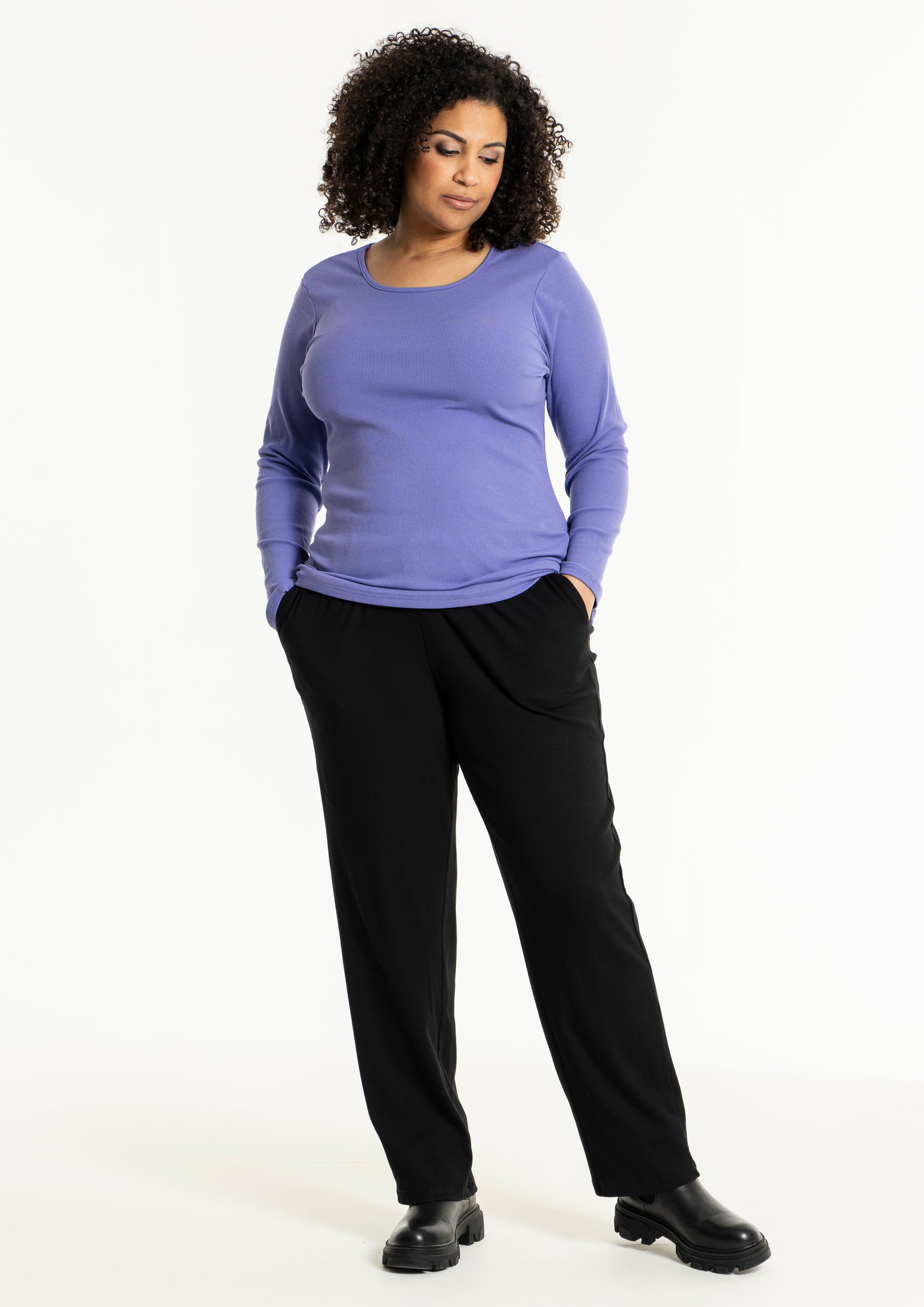 Studio SAlbine Rib staight leg trousers Trousers Black