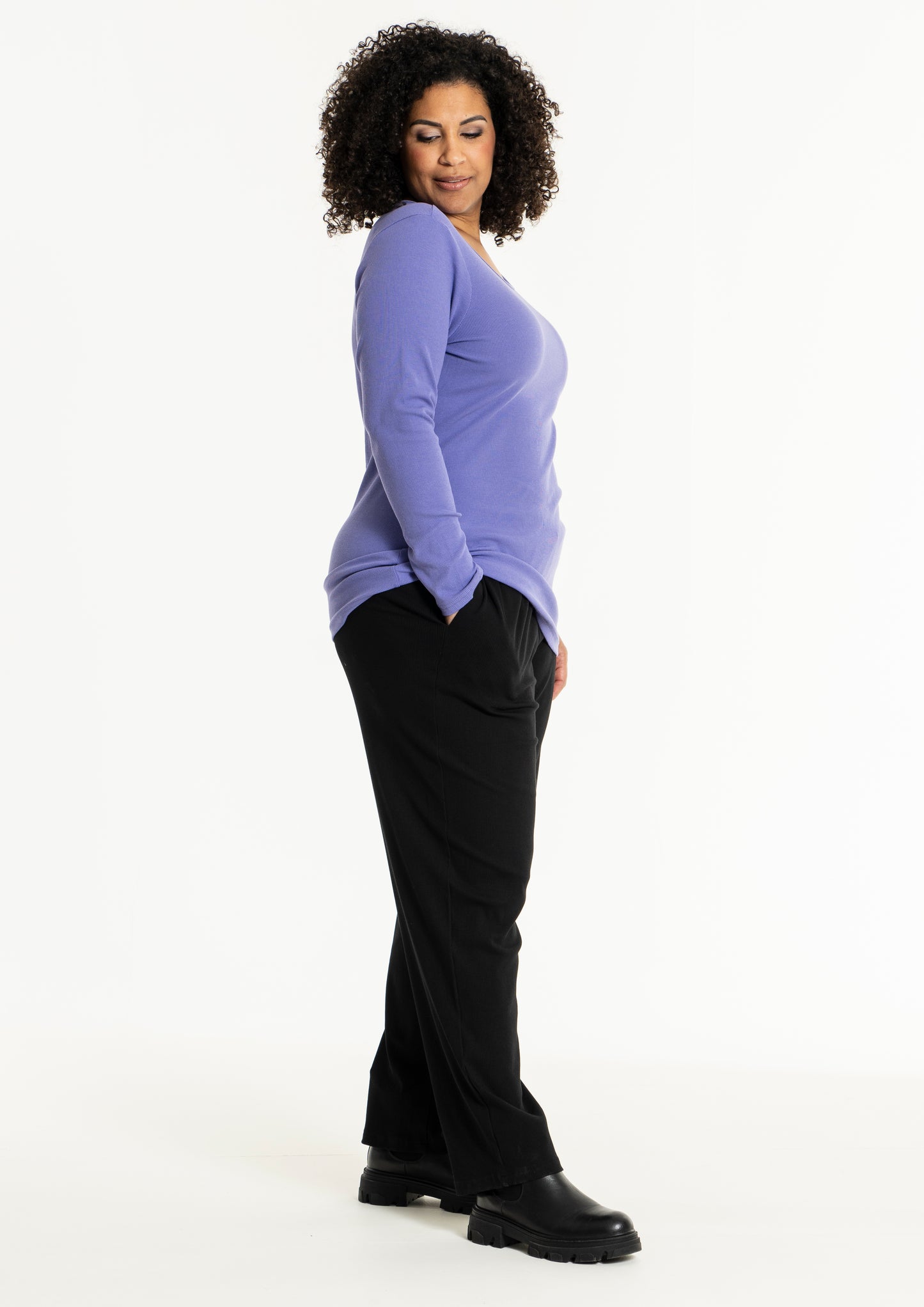 Studio SAlbine Rib staight leg trousers Trousers Black