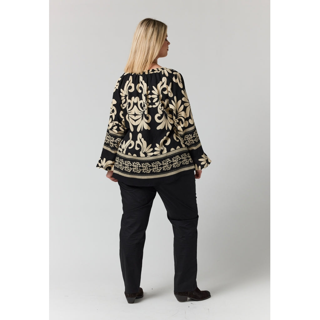 Studio SAlisa Blouse Blouse Black with border print