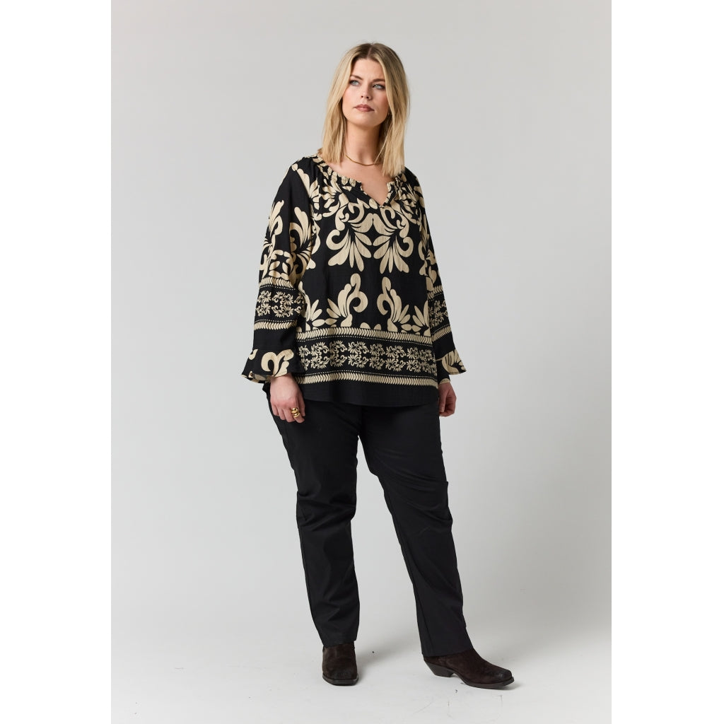 Studio SAlisa Blouse Blouse Black with border print