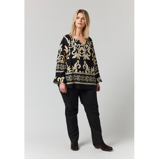 Studio SAlisa Blouse Blouse Black with border print