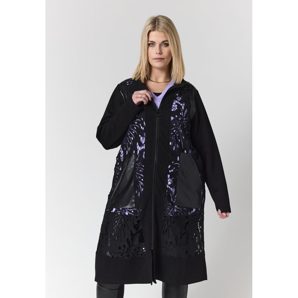 Studio SAmaris cardigan with lace Cardigan Black
