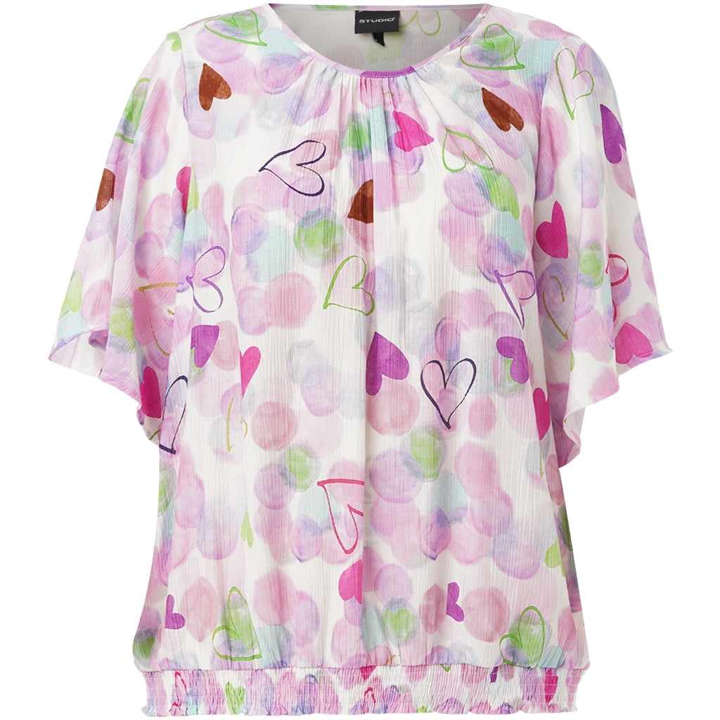 Studio SAmelie blouse Blouse White with pink/purple bobles