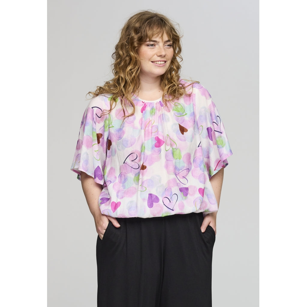 Studio SAmelie blouse Blouse White with pink/purple bobles