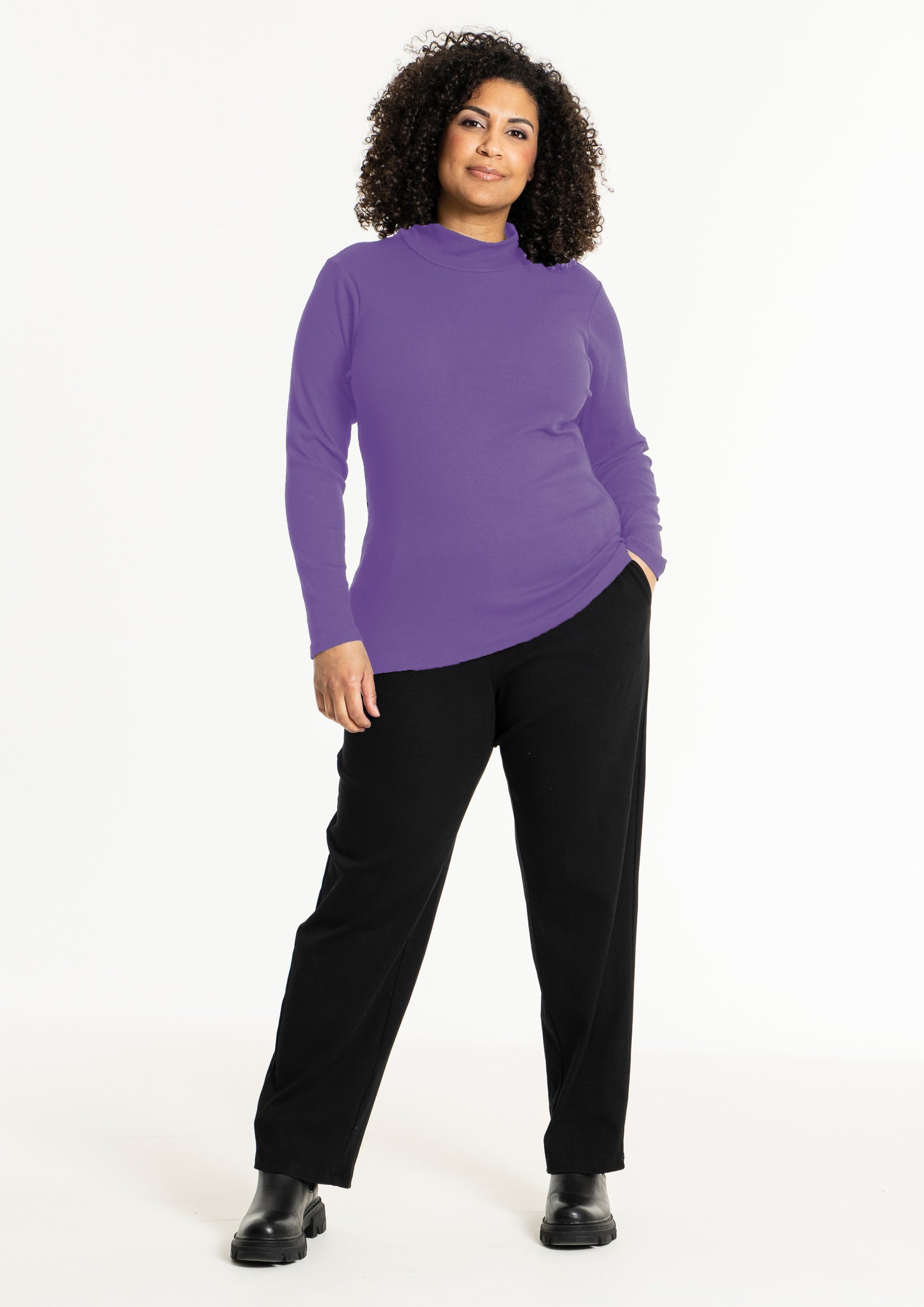 Studio SAngla Rib Turtle neck blouse Blouse Purple