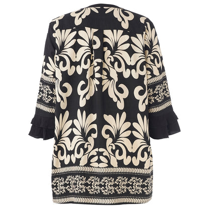 Studio SAnn Tunic Tunic Black with border print