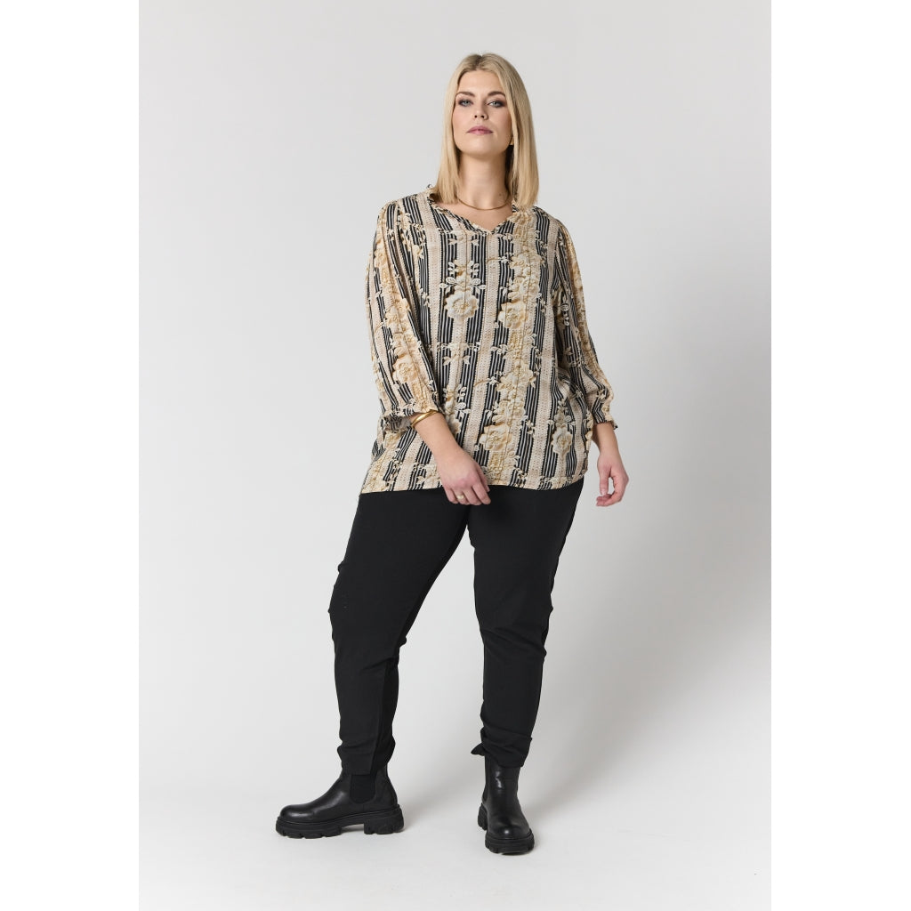 Studio SAslaug Blouse Blouse Sand/black stripes