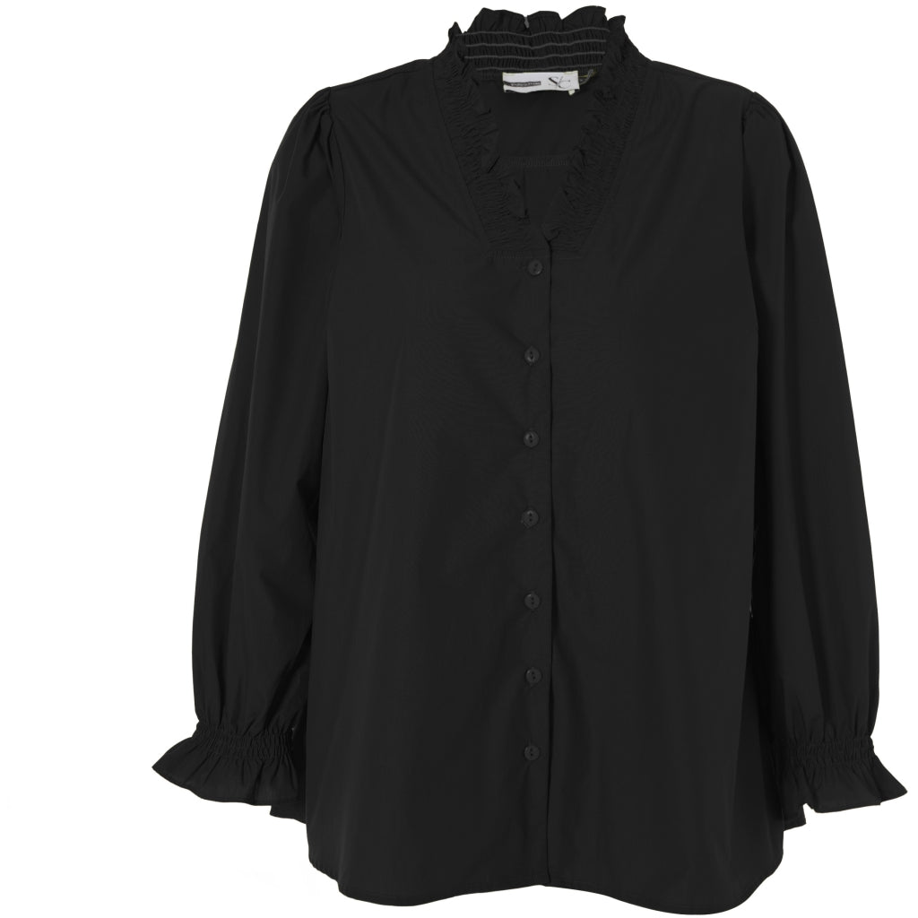 Studio SAtalie Shirt with smock neck Shirt Black