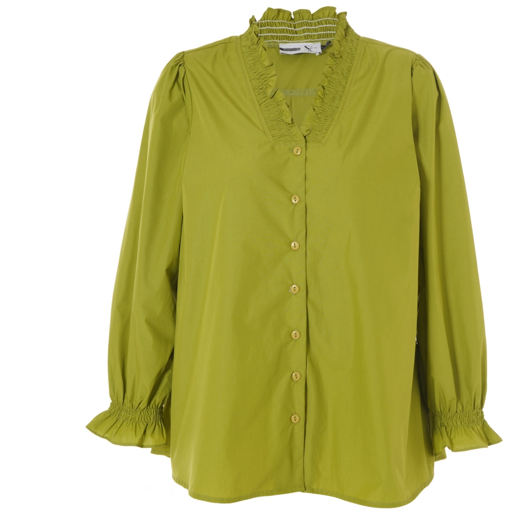 Studio SAtalie Shirt with smock neck Shirt Green