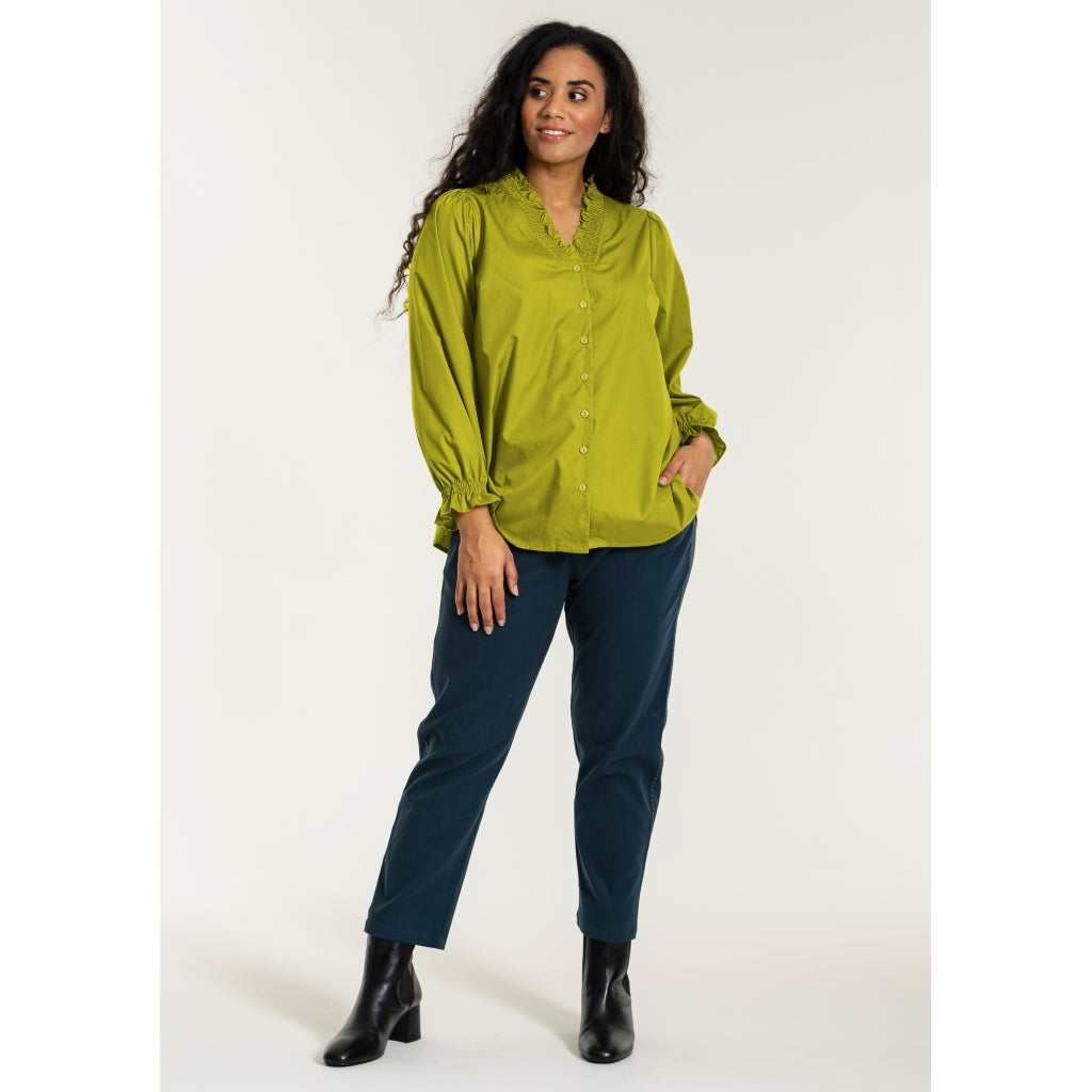 Studio SAtalie Shirt with smock neck Shirt Green