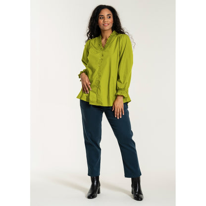 Studio SAtalie Shirt with smock neck Shirt Green